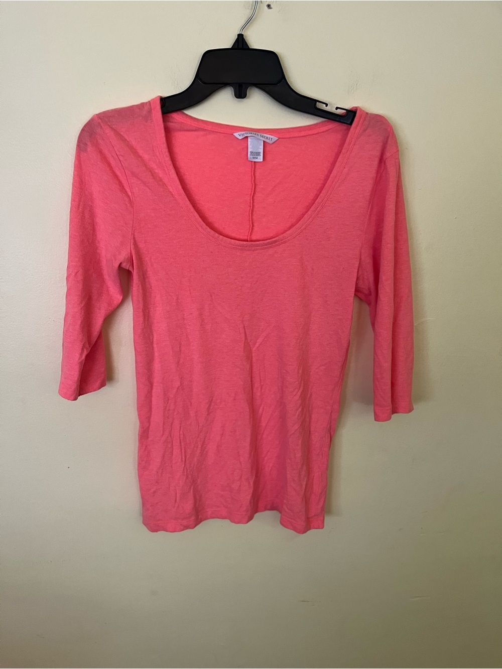 Victoria's Secret Scoop Neck 3/4 Sleeve Top - Neon Orange Medium